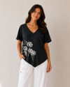 COTTON 138 3/4 SLV DANDELION TOP BLACK