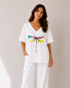 COTTON 138 3/4 SLV DRAGONFLY TOP WHITE