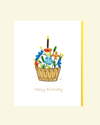 ICONIC QUILLING 504 HAPPY BIRTHDAY WITH FLOWERS 5X7 CARD YELLOW