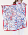 FS41062 CONCENTRIC SQUARES SATIN SCARF BURGUNDY