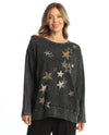 JESS & JANE M128-2165X WOMEN'S STARLA TUNIC TOP BLACK