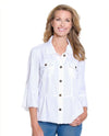 MULTIPLES M25506JM 3/4 FLOUNCE SLEEVE BUTTON JACKET WHITE