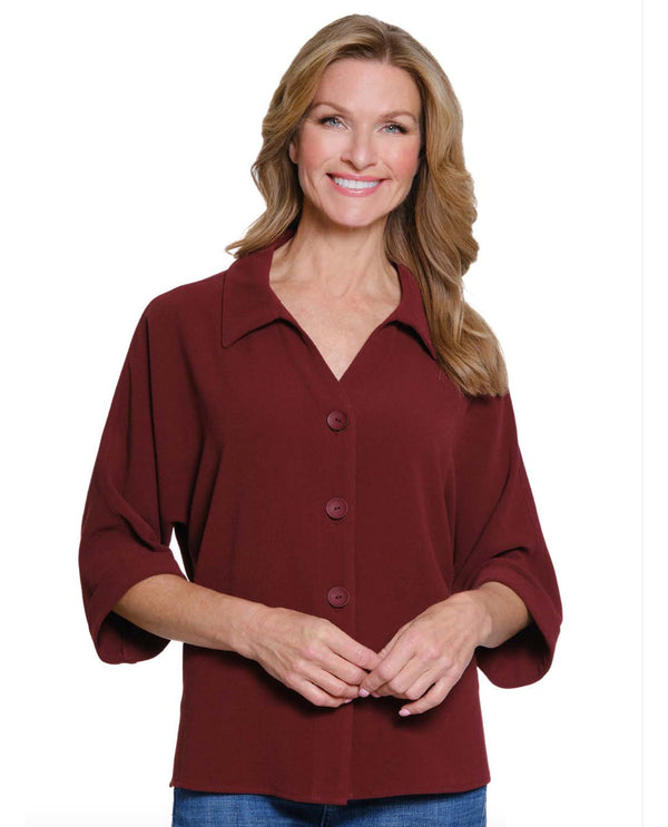 MULTIPLES M35110BM TURN-UP CUFF DOLMAN SLEEVE TOP PORT