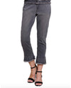 MULTIPLES M35604PM 5-POCKET FRINGED FLOUNCE HEM CROP JEAN MED GREY DENIM