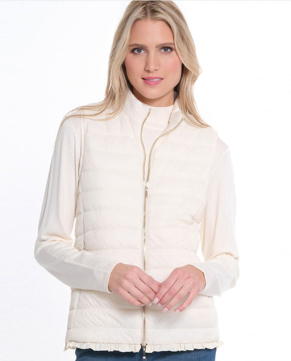 MULTIPLES M44116VM ZIP FRONT LINED QUILTED VEST WINTER WHITE