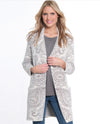 MULTIPLES M44508KM 3/4 SLEEVE OPEN FRONT LONG CARDIGAN WINWHT