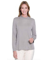 MULTIPLES M45102TM LONG SLEEVE MOCK NECK SOLID KNIT TOP GREY