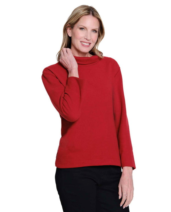 MULTIPLES M45105TP LOOSE TURTLENECK RIBBED TOP CRIMSON
