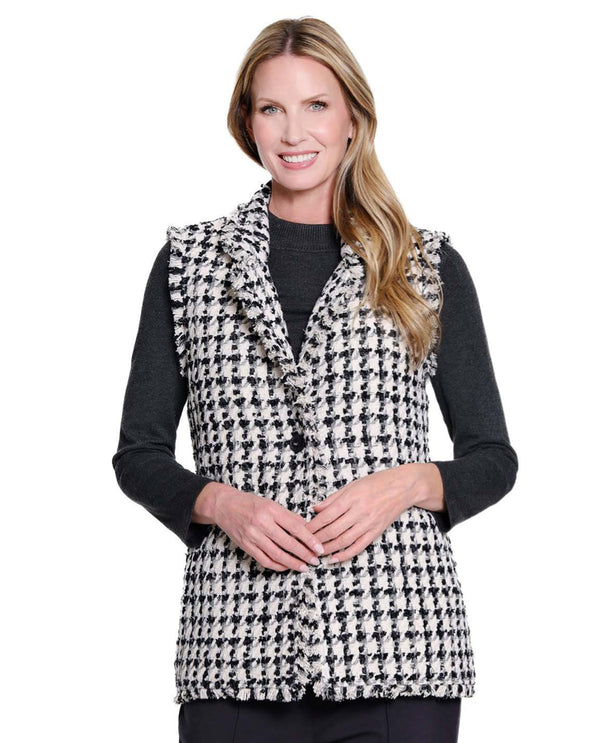 MULTIPLES M45202VM LAPEL COLLAR LINED VEST WITH FRINGE MULTI