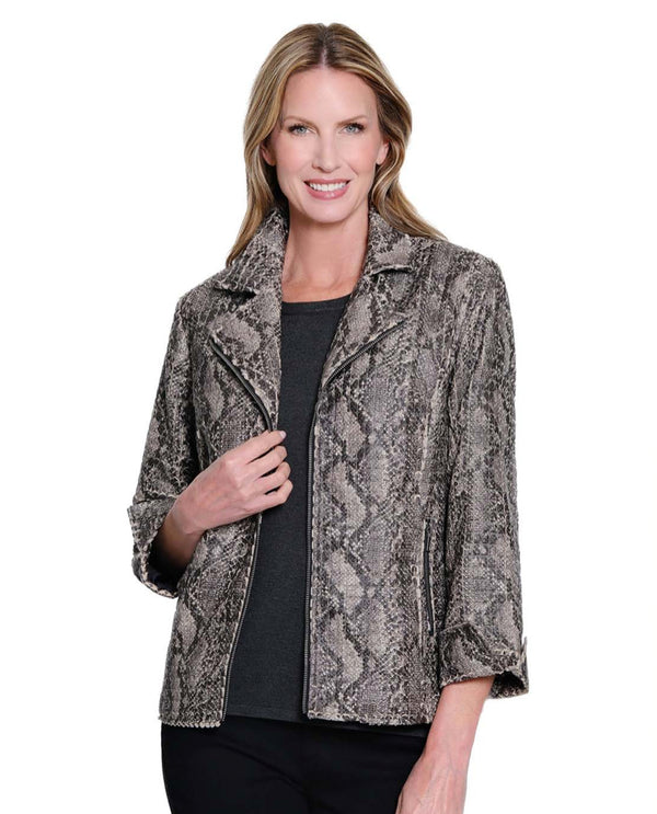 MULTIPLES M45205JM LAPEL COLLAR FAUX ZIP LINED JACKET MULTI