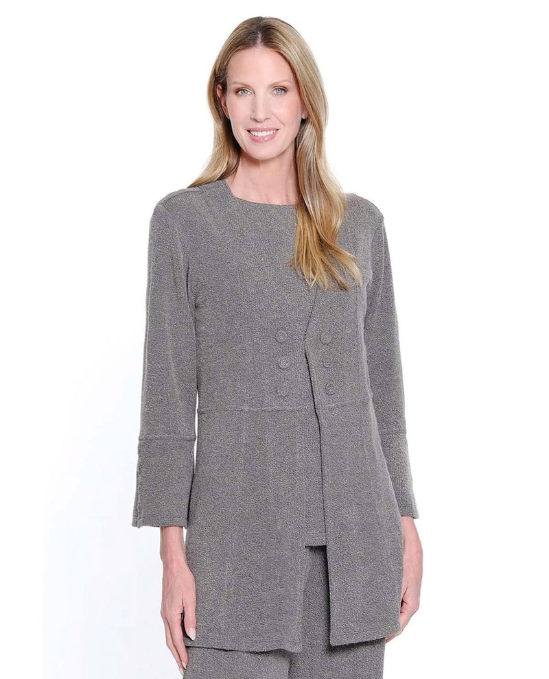 MULTIPLES M45206JM BUTTON LONG JACKET & TANK SET HEATHER GREY