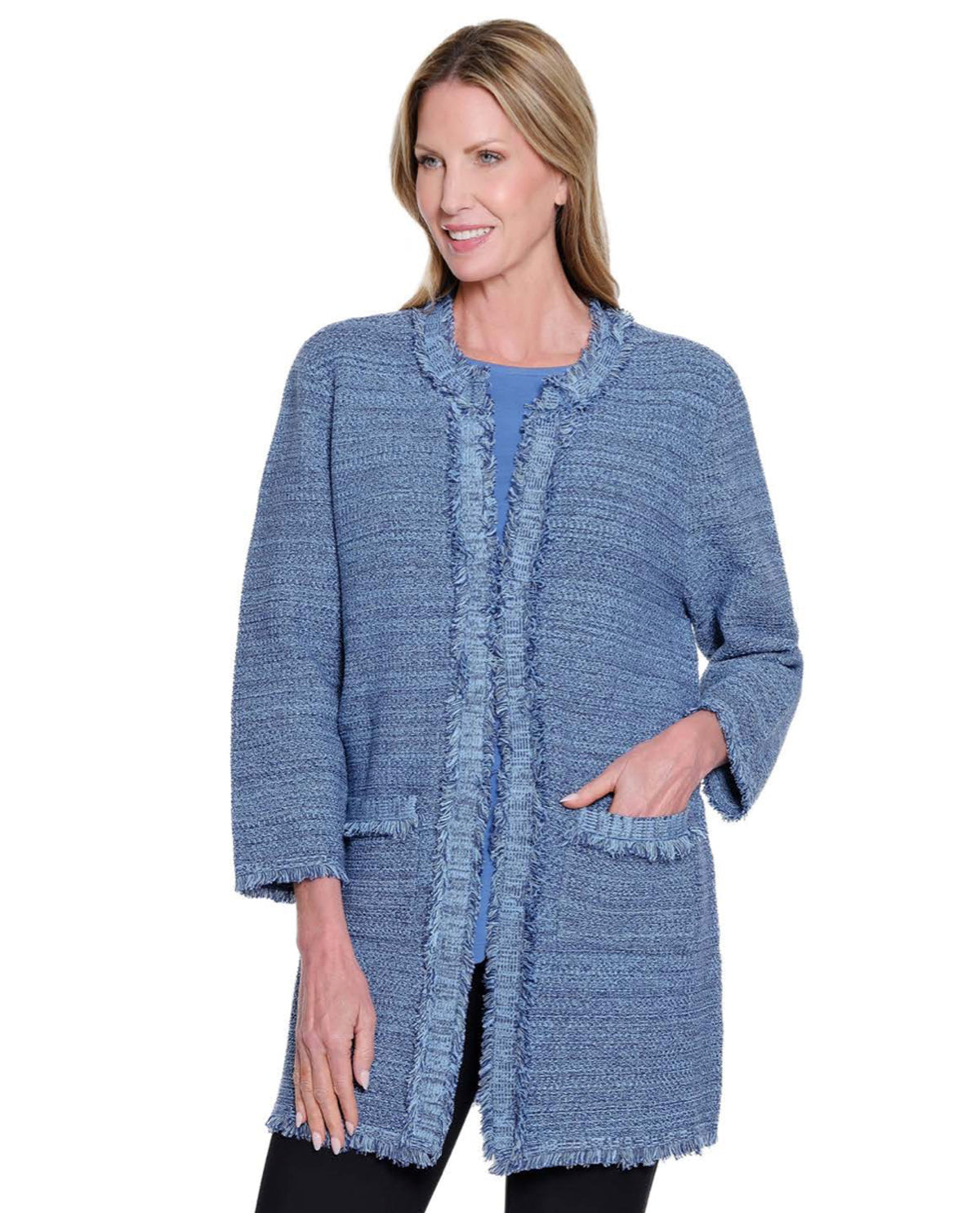MULTIPLES M45302JP 3/4 SLEEVE 2 PATCH POCKETS FRINGE JACKET – The ...
