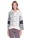 MULTIPLES M45501KW WOMEN'S BUTTON PATCH SWEATER CARDIGAN GREY MULTI
