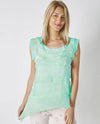 MADE IN ITALY 9577 SHREDDED SILK TANK TOP TURQUOISE