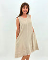 MADE IN ITALY 10257C LINEN FRINGE HEM DRESS BEIGE