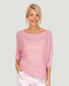 MADE IN ITALY 1236 SHIMMER SWEATER W/ BOW PINK