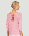 MADE IN ITALY 1236 SHIMMER SWEATER W/ BOW PINK