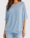 MADE IN ITALY 1237 SHORT SLEEVE BOW BACK SWEATER light blue