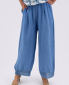 MADE IN ITALY 13964 FISHNET TRIM LINEN PANT periwinkle
