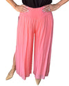MADE IN ITALY 2184 SILK PANT WITH SLIT CORAL