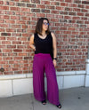 MADE IN ITALY 2184 SILK PANT WITH SLIT LT. BURGANDY