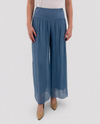 MADE IN ITALY 2184 SILK PANT WITH SLIT blue jean 