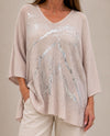 MADE IN ITALY 28167 SILVER FOIL V-NECK TOP pink