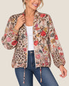 MADE IN ITALY 33M015AP ONE SIZE ANIMAL PRINT BOMBER BEIGE