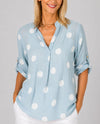 MADE IN ITALY 430A GAUZE POLKA DOT TOP baby blue