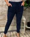 MADE IN ITALY 6175 SOLID STRETCH PANT navy