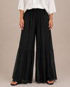 MADE IN ITALY 66816 RUFFLE SILK PANT black