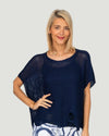 MADE IN ITALY 72998 WAVEY HOLE SWEATER NAVY