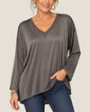 MADE IN ITALY 797303 ONE SIZE SATIN TOP WITH COTTON BACK DARK BROWN