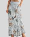 MADE  IN ITALY 8155NF NEW FLOWER PRINT LINEN PANT light blue