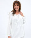 MADE IN ITALY 82629 STAR TERRY NECK TOP jasmine white