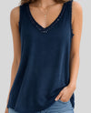 MADE IN ITALY 915404 V-NECK SEQUIN TANK navy