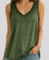 MADE IN ITALY 915404 V-NECK SEQUIN TANK olive