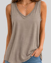 MADE IN ITALY 915404 V-NECK SEQUIN TANK taupe