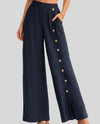 MADE IN ITALY 9320 BUTTON LINEN PANT navy