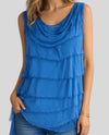 MADE IN ITALY 9577 SHREDDED SILK TANK TOP blue