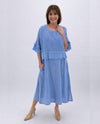 MADE IN ITALY 99369 TWO PIECE FISHNET TOP WITH DRESS PERIWINKLE FRONT