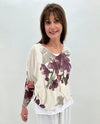MADE IN ITALY A0032 TWO PIECE V-NECK TOP RED FLOWER