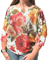 MADE IN ITALY CORAL/YELLOW FLORAL SWEATER