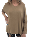 MADE IN ITALY LL243 V-NECK SWEATER OS camel