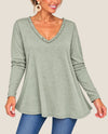 MADE IN ITALY LS5499 ONE SLEEVE LONG SLEEVE V-NECK T-SHIRT SAGE