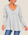 MADE IN ITALY LS5499 ONE SLEEVE LONG SLEEVE V-NECK T-SHIRT STONE