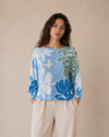 MADE IN ITALY LV15 BLUE FLORAL PRINTED KNIT WHITE
