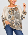 MADE IN ITALY NYL22 ONE SIZE LEOPARD HEARTS PRINTED KNIT SWEATER