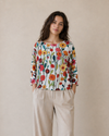 MADE IN ITALY NYL53 BRIGHT FLORAL PRINTED KNIT WHITE