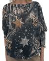 MADE IN ITALY ONE SIZE PRINTED DOLEMAN SWEATER LU60- STARSTRUCK